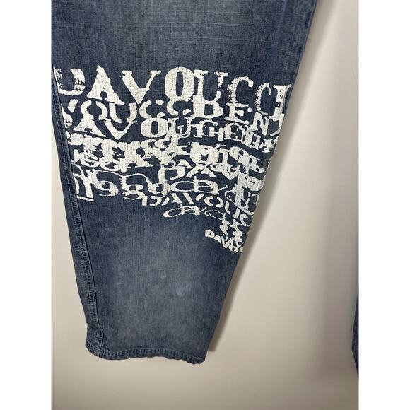 Vintage Y2k Davoucci 89 Baggy Graffiti Print Jeans 36 Streetwear Hip Hop Denim - Picture 3 of 16